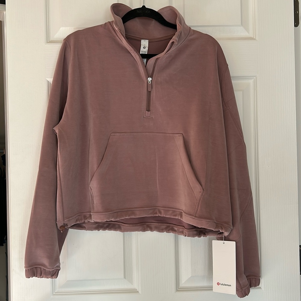 Lululemon Brushed Softstreme Half Zip Pullover Rose Blush Size 12 NWT